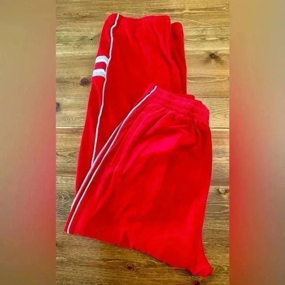 Vintage Lacoste 🐊 Velour | Sweatpants - Joggers | Red & White | Sweatsuit - Picture 4 of 8